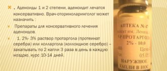 Вегетация аденоидов 2 степени и протаргол
