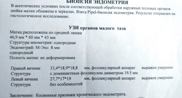 УЗИ после пайпель биопсии эндометрия